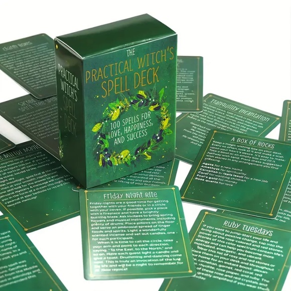 Practical Witch’s Spell Deck DELUXE BUNDLE! w Tarot Card NECKLACE, Pouch & MORE! - Picture 11 of 16